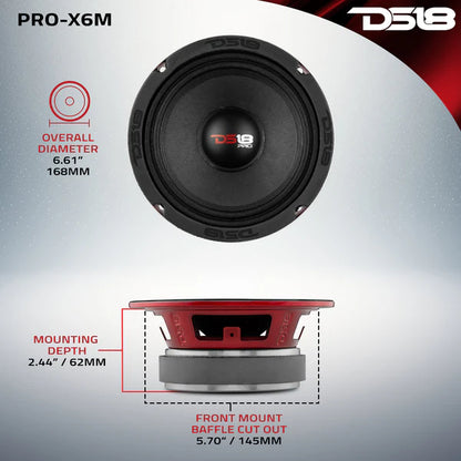 PRO-X6M DS18 PRO-X 6.5 Mid-Range Loudspeaker 250 Watts Rms 8-Ohm