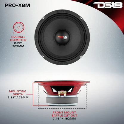 PRO-X8M DS18 PRO-X 8 Mid-Range Loudspeaker 275 Watts Rms 8-Ohm