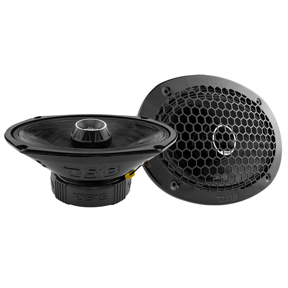 PRO-ZT69 Coaxial Mid-Range Loudspeaker with Water Resistant Cone Built-in Bullet Tweeter and Grill 275 Watts Rms 4-Ohm