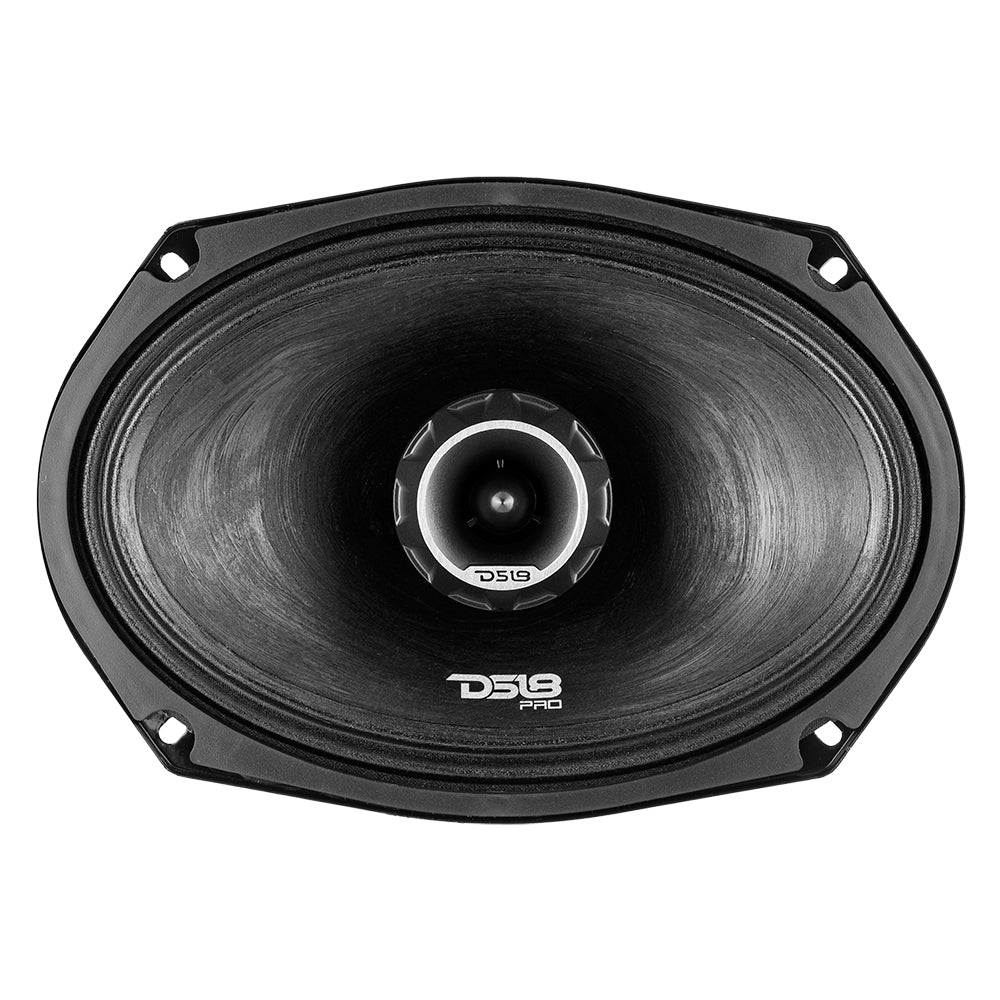 PRO-ZT69 Coaxial Mid-Range Loudspeaker with Water Resistant Cone Built-in Bullet Tweeter and Grill 275 Watts Rms 4-Ohm