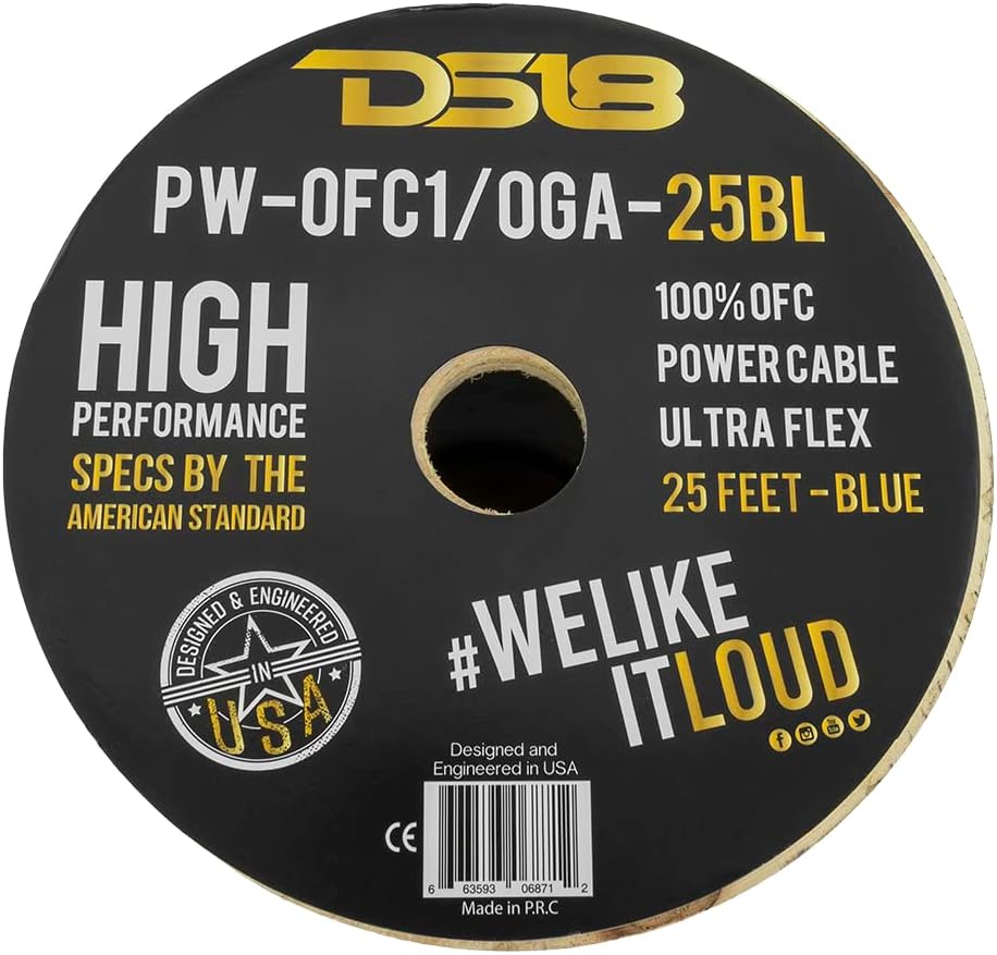 PW-OFC1/0GA-25BL 1/0-GA 100% OFC Ground, Power Cable, 25 Feet