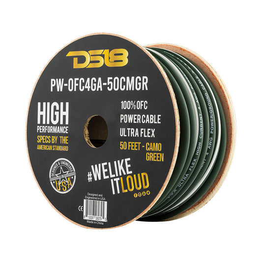 PW-OFC4GA-50CMGR 4-GA 100% OFC Ground, Power Cable, 50 Feet -Camo Green