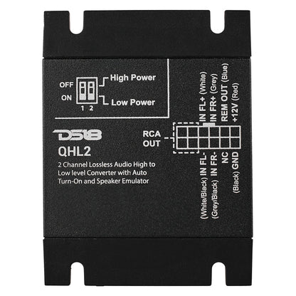 QHL2 2-Channel Lossless Audio Line Output Converter with Auto Turn-On And Speaker Emulator