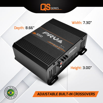 QS3000 2OHM PRV 1 CHANNEL RATED RMS POWER AT 14.0 V AT 2 OHM 3000 WATTS