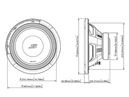 S2-W12D2 ALPINE S2-SERIES 12 SUBWOOFER WITH DUAL 2-OHM VOICE COILS