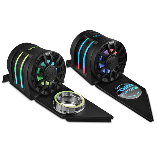 SLG-HD6LDV2 Polaris Slingshot Headrest Speaker Pods Loaded | 2 x NXL-IQ6/BK Speakers and Digital LED Lights | 2015 - Current
