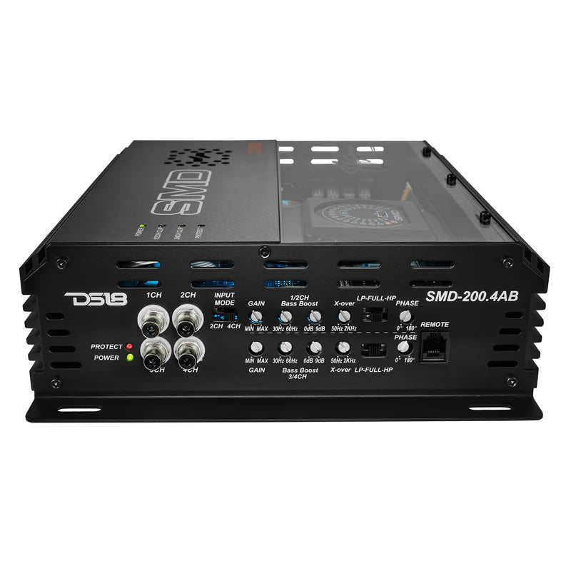 SMD-200.4AB SMD 4-Channel Class AB Amplifier with VM-1 Voltmeter and Digital LED Lights 4 x 200W at 2-ohm - Steve Meade Designs