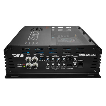 SMD-200.4AB SMD 4-Channel Class AB Amplifier with VM-1 Voltmeter and Digital LED Lights 4 x 200W at 2-ohm - Steve Meade Designs