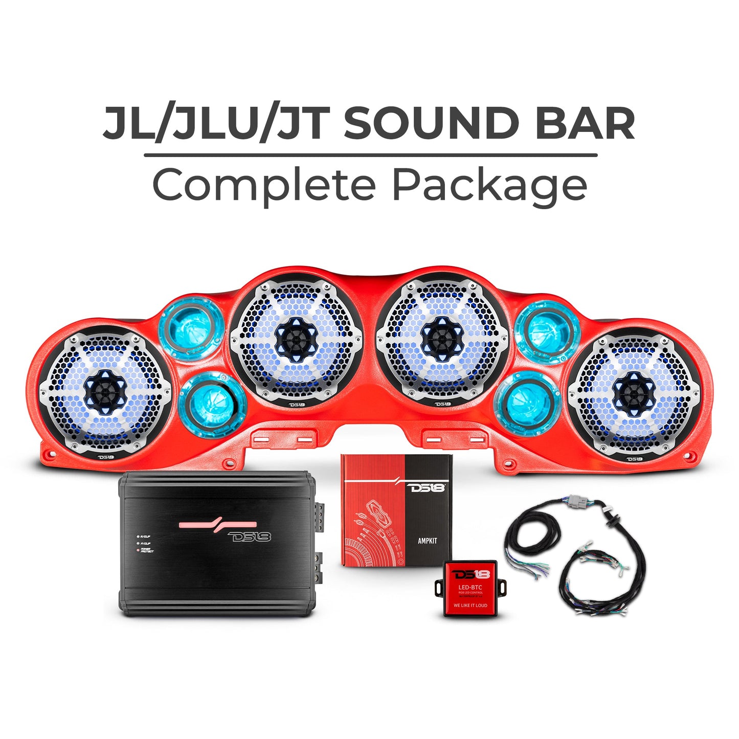 BUILD YOUR OWN JL/JLU/JT JEEP SOUND BAR - RED OVERHEAD SOUND BAR