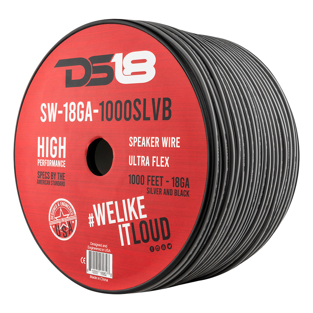 SW-18GA-1000SLVB 18-GA Speaker Wire 1000 Feet Red