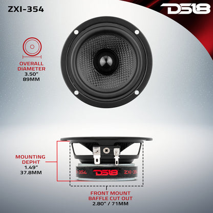 ZXI-354 Full-Range Speakers with Kevlar Cone 40 Watts Rms 4-Ohm