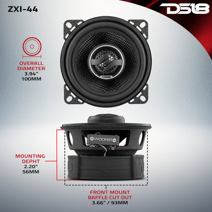 ZXI-44 2-Way Coaxial Speakers with Kevlar Cone 50 Watts Rms 4-Ohm