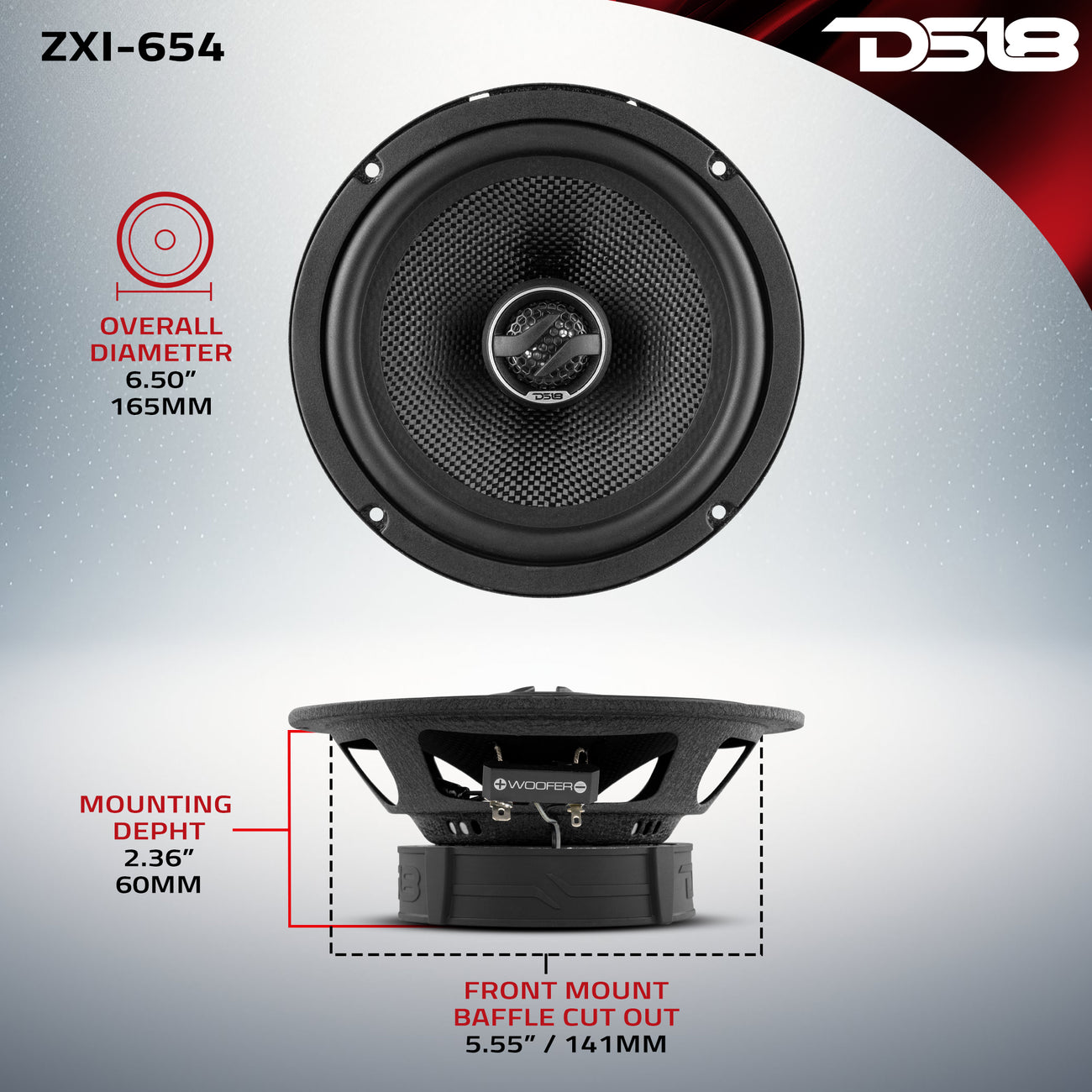 ZXI-654 2-Way Coaxial Speakers with Kevlar Cone 80 Watts Rms 4-Ohm