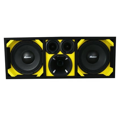 KTPON-210YELLOW  DUAL 10 YELLOWBLACK LOADED PORTED BOX (With Tweeters + Driver)